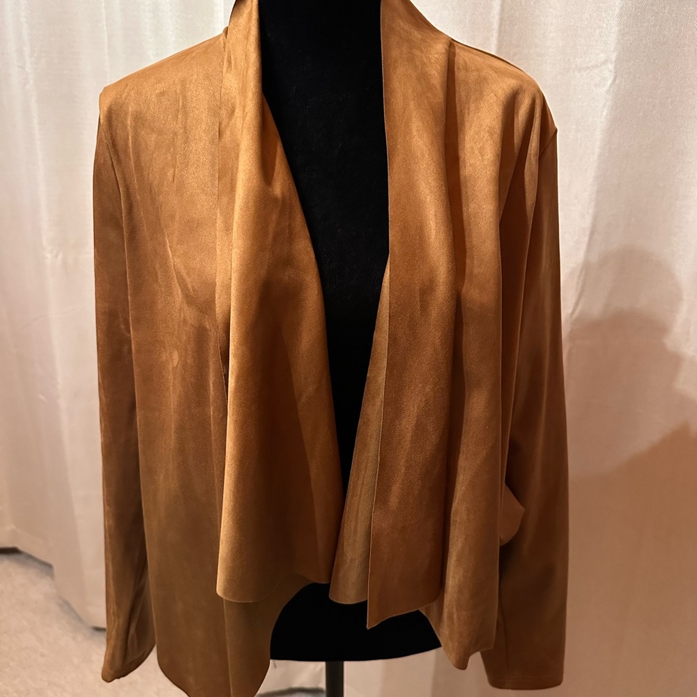 Women's Open-Front Draped Jacket - Camel